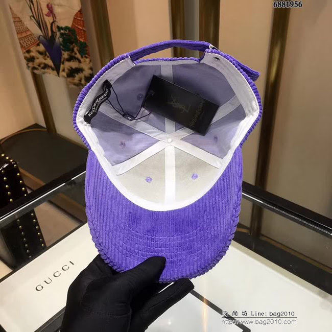 YSL聖羅蘭 跑量款 2018秋冬新款棒球帽 燈芯絨鴨舌帽 6881956 LLWJ6769